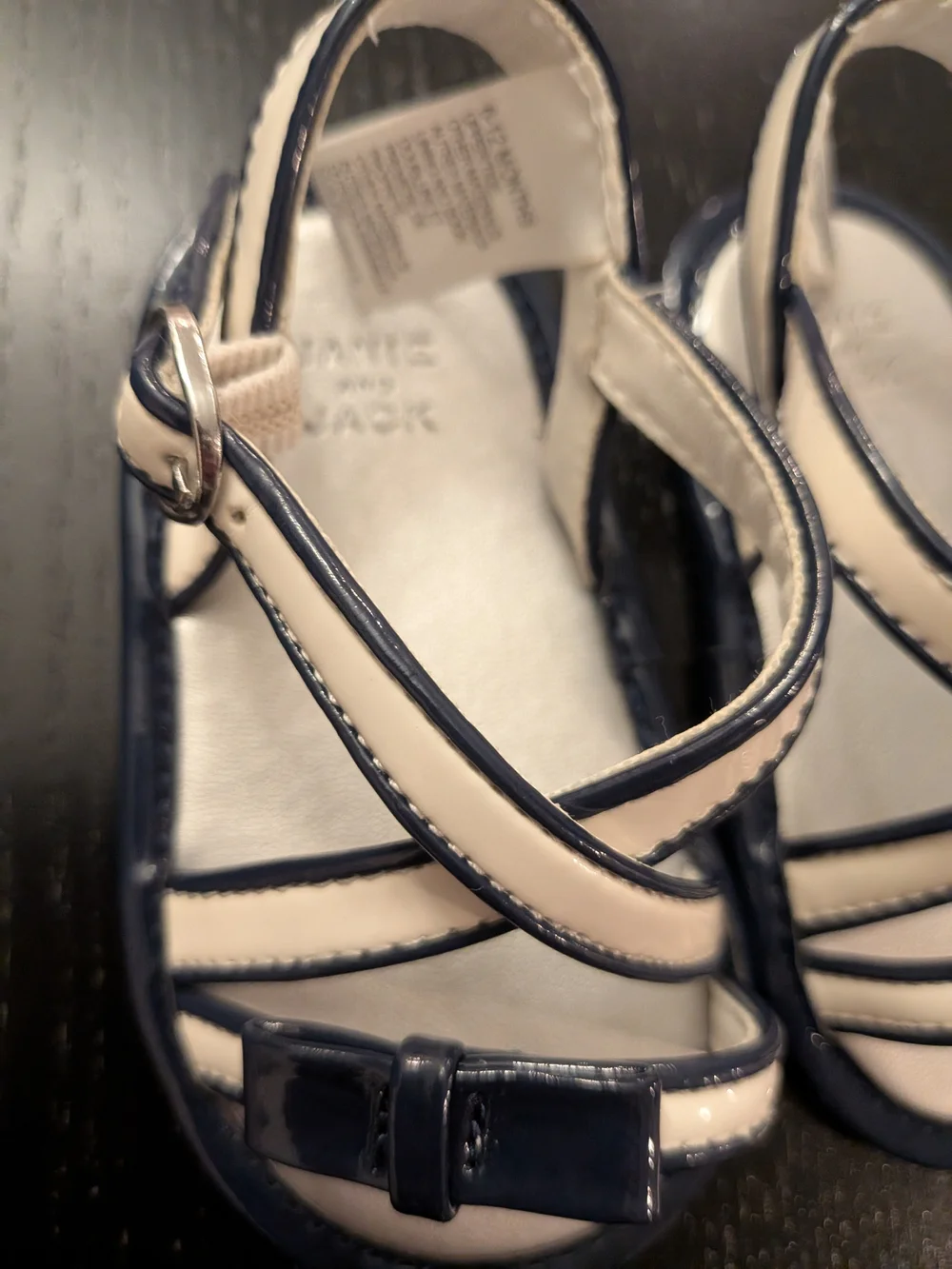 Janie and Jack Kids Navy and White Patent Sandals